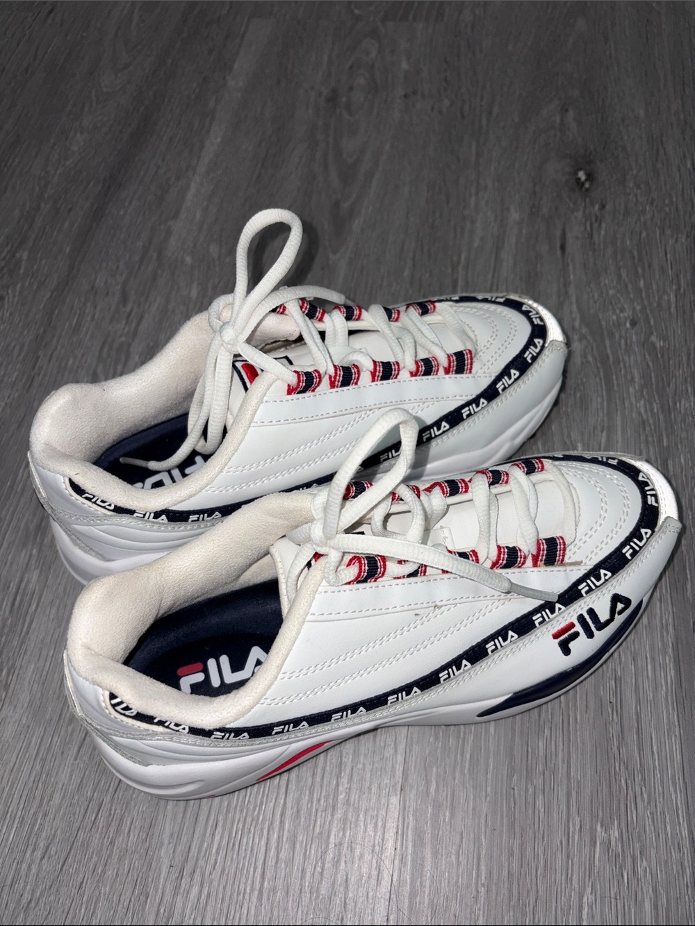FILA White Navy Red Low-Profile Sneakers